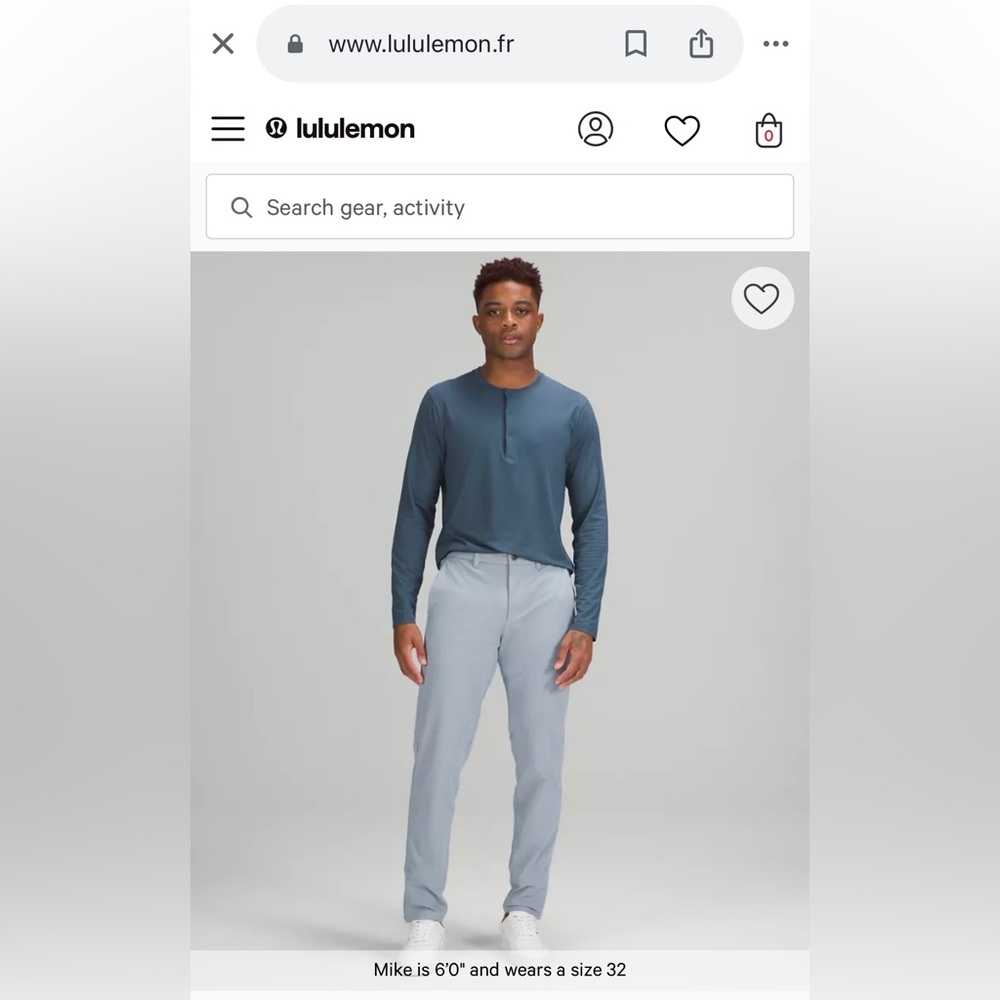 Lululemon Men’s Commission Pant light blue Size 30 Excellent condition.